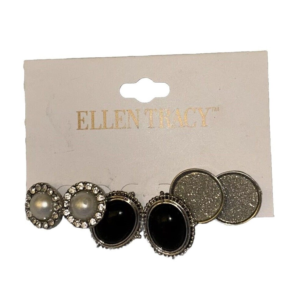 New With Tags Ellen Tracy Set Of 3 Stud Earrings